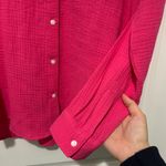 Lucky Brand  Pink Button Down Shirt Flannel Lagenlook Minimal Boho Size Medium Photo 2