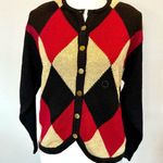 Dress Barn Vintage Cardigan | NWT | Argyle | Festive | Medium | Sparkle | Classy Photo 0