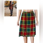 FLORENCE WALSH Vintage Plaid Pleated Wool Kilt Size 14 Red Photo 3