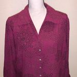 Covington  purple ruffle sleeve Diamond button floral pattern button down blouse Photo 1