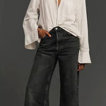 Anthropologie AGOLDE Dame High Rise Cuffed Wide Leg Jeans Carbon Size 32 NEW Photo 0