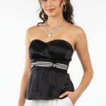 White House | Black Market Black 100% Silk Strapless Occasion Top  6 NEW Photo 0