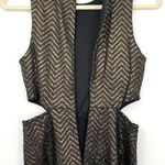 Moon Collection New The Moon Metallic Chevron Cut Out Side Mini Dress Gold Black Photo 12