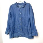 Krazy Kat Vintage Womens XXL Reversible Denim Jacket Lightweight Paisley Shacket Photo 2