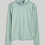 Madewell Semi-Sheer Mock-neck Long Sleeve Sage Green Tee Shirt Top Size XS Photo 0