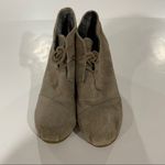 Toms  Desert Taupe Suede Wedge Heel Lace‎ Up Booties Size 9 Photo 1