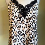 Socialite NWT Leopard Lace Trim Cami Tank Top Brown Black Beige M boho y2k animal print Photo 0