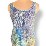 Jams World  Hibiki Tank Top Large Blue Green Yellow Abstract Print Rayon Hawaii Photo 10