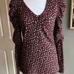 Loft Floral Ruffle Sleeve Long Sleeve Blouse Top - Women's Photo 0
