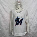 DKNY Miami Marlins Sport White The Lauren Pullover Raglan Sweatshirt Size L Photo 1