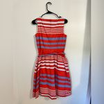 L.L.Bean  Signature Coral/Red & Blue Striped Dress with Belt sz 4 Photo 6