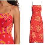 House Of Harlow‎ 1960 Smocked Retro Cutout BeadTassel Banana Print Midi Dress M Red Size M Photo 1