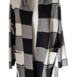 Tahari  hooded knit belted sweater black and white check size XL Photo 0