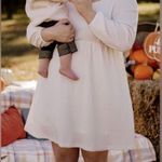 Women’s Square Neck Long Sleeve Knee Length Babydoll Dress (32) Tan Size M Photo 3