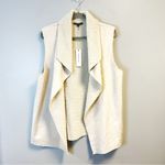 Madison & Lola Vest Faux Suede Cream Faux Shearling Vest w/ Open Front Sz 2X NWT Photo 1