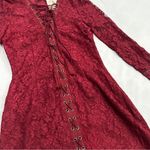 The Jetset Diaries  “The Ruins” Cranberry Red Lace-Up Bodycon Lace Dress Photo 2