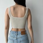 Babaton Aritzia  Matte Pearl Sculpt Knit‎ Squareneck Cropped Tank Medium Photo 1