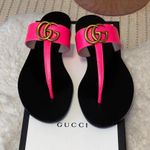 Gucci  Women's Neon Pink and Black GG Sandals Photo 0