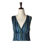 Soma Dress Women Medium Blue Sunray Stipe Jersey Knit Goddess Maxi Bra Boho NWT Photo 3