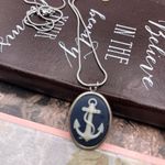 Vintage Nautical Anchor Necklace Stainless Steel 20” Navy Coastal Cowgirl Black Photo 2