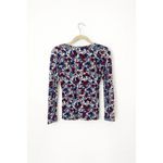 Tezenis Women’s Small Floral Long Sleeve Top Red Blue White Stretch Scoop Neck Photo 3