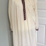 Vintage 1970s Ayers Elegant Cream Embroidered Long Sleeve Dress Size XL White Photo 0