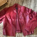 XOXO Vintage Y2K Red Crocodile Leather Biker Jacket Size Medium Photo 1