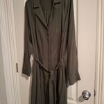 Torrid  Sz 2 Olive Green Mini Waist-Tie Shirt Dress Photo 4