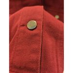 Allegra K  Size XL Cropped Denim Jacket Maroon Buffalo Plaid Cuff Retro Trucker Photo 5