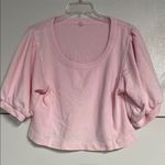 Aerie  WOMENS PINK PUFF SLEEVE BLOUSE SEMI CROPPED LARGE Photo 0