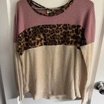 Lovely Miracles Color Block Leopard Print Long Sleeve Top Brown Size M Photo 0