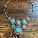 Lucky Brand  Turquoise Silver Tone Statement Necklace Photo 0