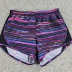 Nike Dri Fit Womens Tiempo Running Shorts L Black Pink Purple Stripes Athletic Photo 1