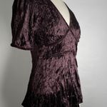 Crushed Velvet Cool Brown Witchy Cap Sleeve V Photo 3