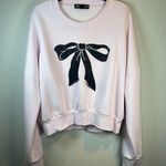 Vinyl Icons Women's Big Bow Sweatshirt Pink Black Fleece Cropped Cozy Chic Small Photo 0