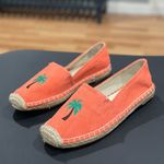 143 Girl Canvas Espadrilles Palm Tree Beach Summer Flats Size 8.5 Orange Photo 0