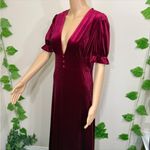 Elegant Burgundy Red Velvet Dress Retro New Size M Photo 2