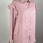 Anthropologie Cloth & Stone Pink Ruffle Button Down Shirt Photo 2