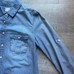 J.Crew Factory Denim Cotton Shirt Size XS Classic Roll Up Sleeves Photo 3