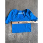 Primark Cares Blue Crop Top Short Sleeve Scoop Neck Ribbed Knit size small Photo 2