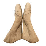 Seychelles Anthropology  Women's 9W Wide Taupe Suede Ruched Wedge Heel Shoes Photo 6