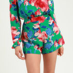 Lulus Women's Romper Green Floral Long Sleeve Open Back Lined Size Large Photo 0