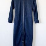 ZARA  The Minimal Denim Zip Up Midi Dress in Blue Photo 2