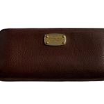 Michael Kors Jet Set Travel Zip Around Wallet Brown Leather Photo 1