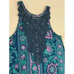 Anthropologie Akemi Kin Blue Purple Floral Print Crochet Lace Tank Top Womens XS Photo 4
