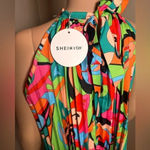 SheIn  VCAY Allover Print Tie Back Halter Dress Photo 3