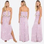 Skemo Women’s light blue bleach spotted tasseled sleeveless maxi dress Photo 0