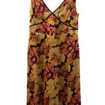 J.Crew  Floral Satin Dress Size 6 Silk Brown Yellow Pink V-Neck Photo 3