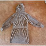 Calvin Klein Like New  Velour Hooded Sweatshirt Mini Dress Brown L Photo 3