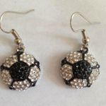 Soccer Ball Earring Black Clear Austrian Crystals Photo 0
